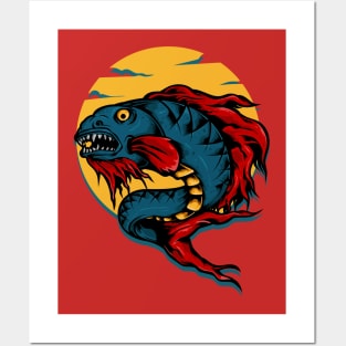 fish monster Posters and Art